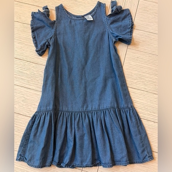 Carters girls 4T denim open shoulder dress w/ ruffle‎ bottom. - Picture 1 of 7